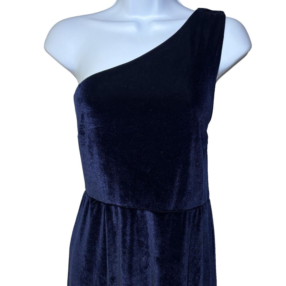 Baltic Born Tatiana Velvet One Shoulder Maxi Dress Medium Midnight Blue - Picture 2 of 16